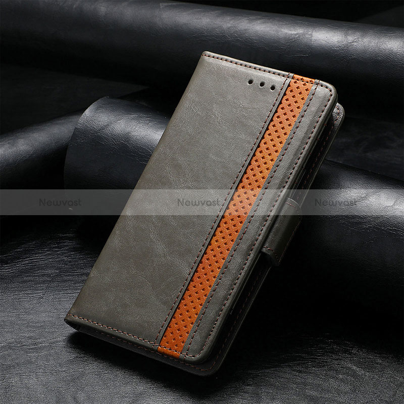 Leather Case Stands Flip Cover Holder S10D for Asus ROG Phone 7 Gray