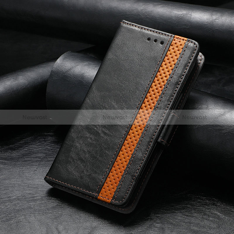 Leather Case Stands Flip Cover Holder S10D for Asus Zenfone 9 Black