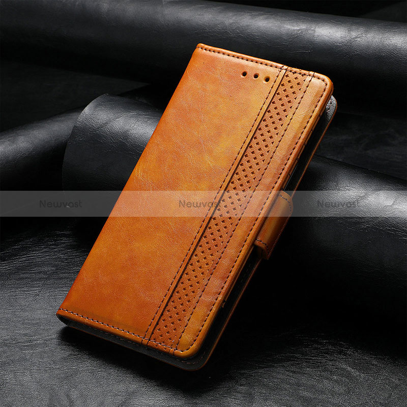 Leather Case Stands Flip Cover Holder S10D for Google Pixel 6 Pro 5G Light Brown