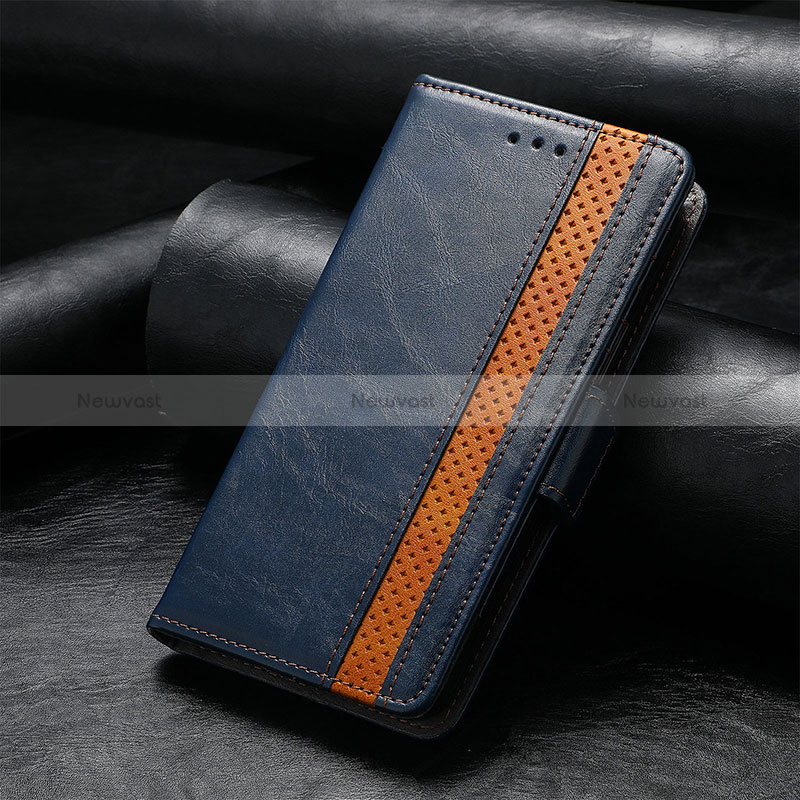 Leather Case Stands Flip Cover Holder S10D for Google Pixel 6a 5G Blue