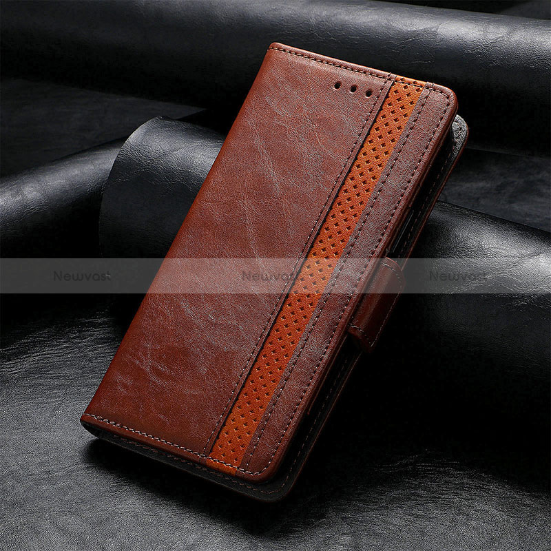 Leather Case Stands Flip Cover Holder S10D for Google Pixel 7a 5G Brown