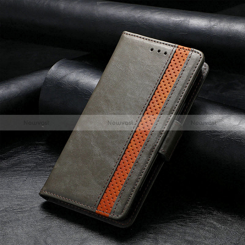 Leather Case Stands Flip Cover Holder S10D for Google Pixel 7a 5G Gray