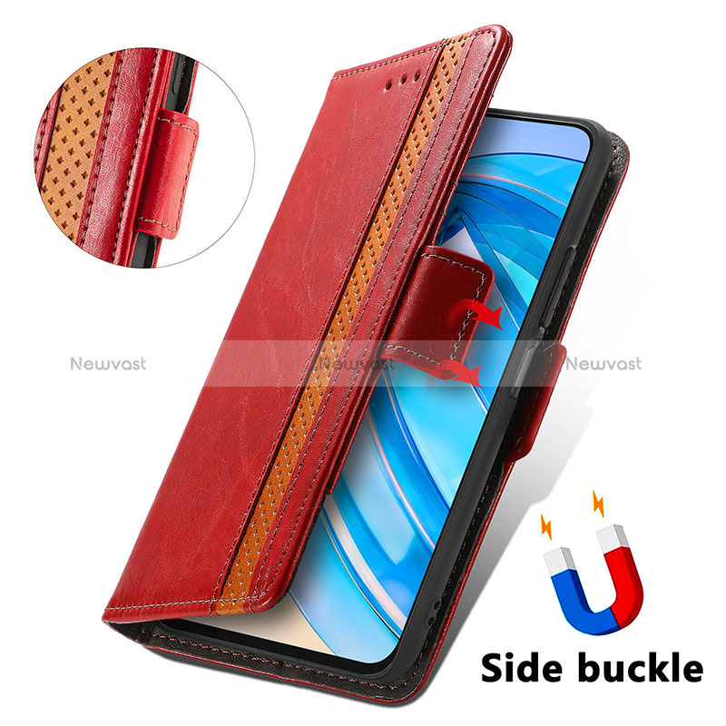 Leather Case Stands Flip Cover Holder S10D for Huawei Honor X8a 4G