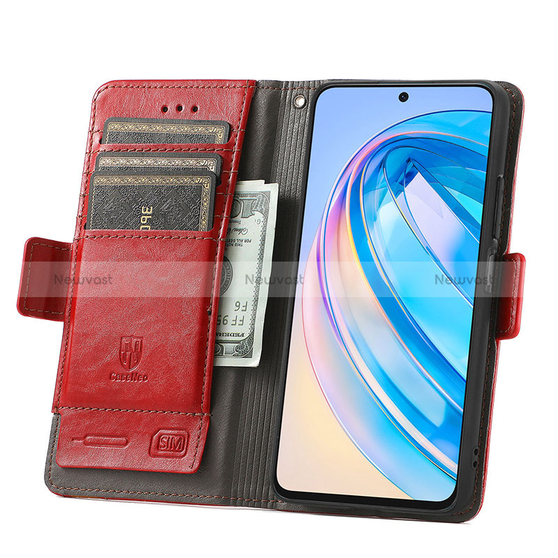 Leather Case Stands Flip Cover Holder S10D for Huawei Honor X8a 4G