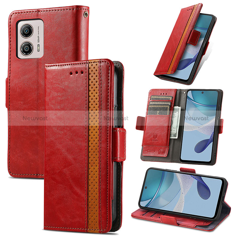 Leather Case Stands Flip Cover Holder S10D for Motorola Moto G53 5G