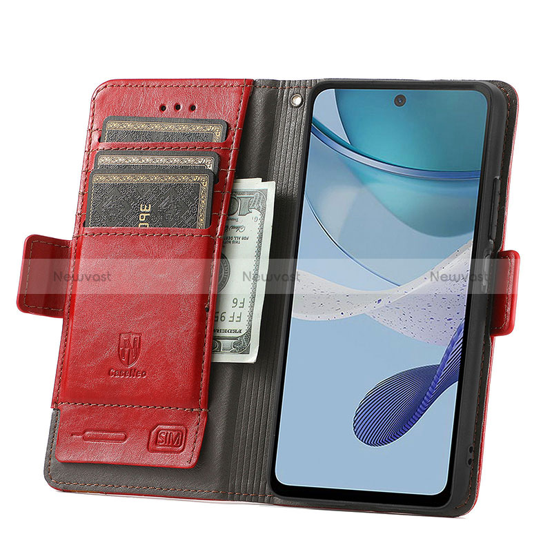 Leather Case Stands Flip Cover Holder S10D for Motorola Moto G53 5G