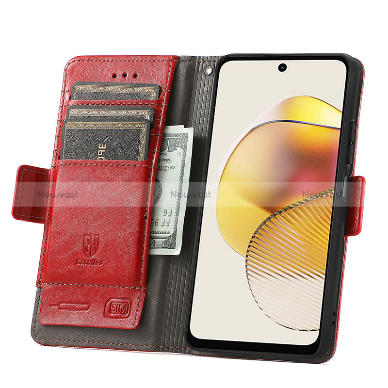 Leather Case Stands Flip Cover Holder S10D for Motorola Moto G73 5G