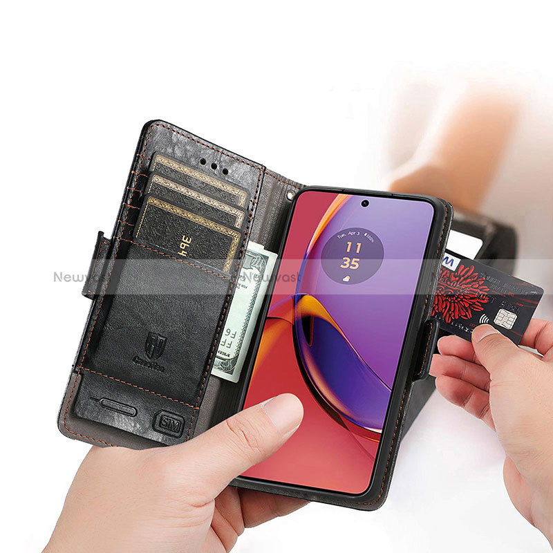 Leather Case Stands Flip Cover Holder S10D for Motorola Moto G84 5G