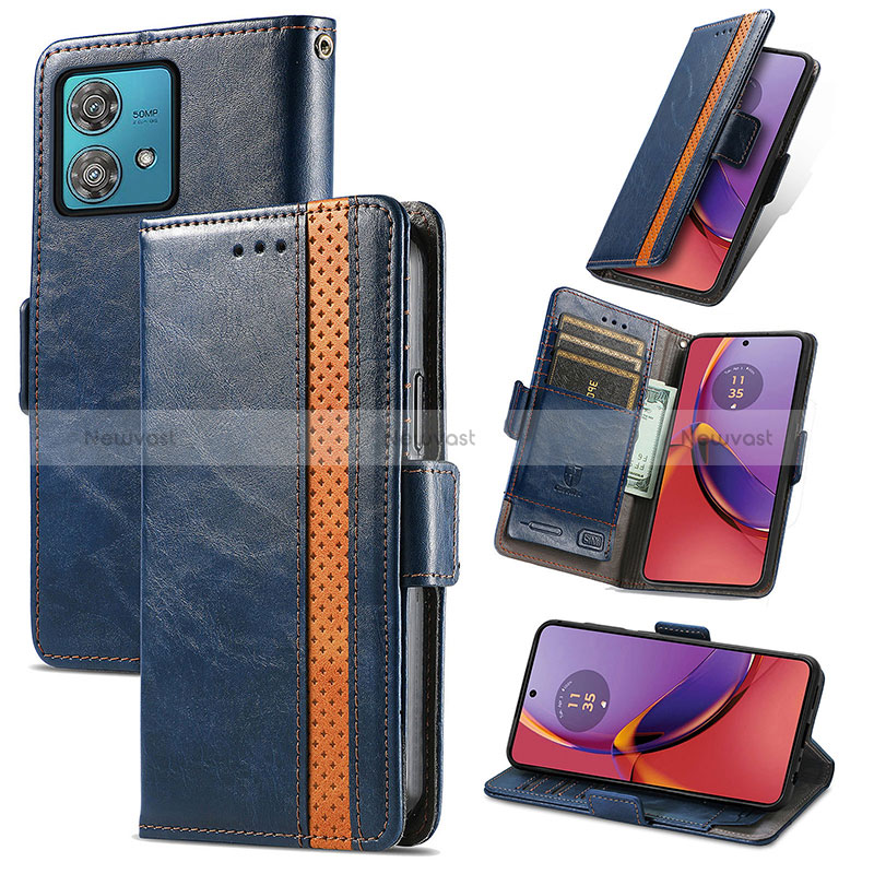 Leather Case Stands Flip Cover Holder S10D for Motorola Moto G84 5G