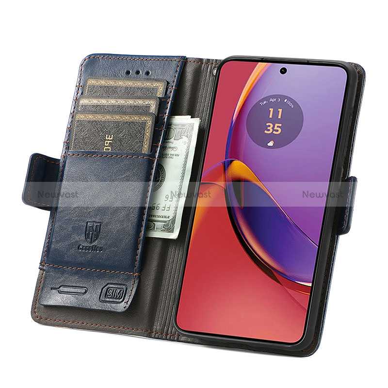 Leather Case Stands Flip Cover Holder S10D for Motorola Moto G84 5G