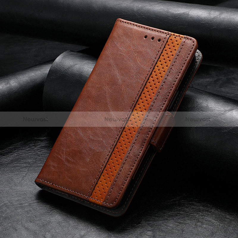 Leather Case Stands Flip Cover Holder S10D for Realme V50 5G Brown