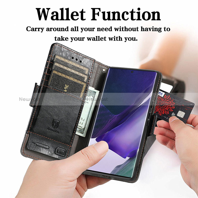 Leather Case Stands Flip Cover Holder S10D for Samsung Galaxy S24 Ultra 5G