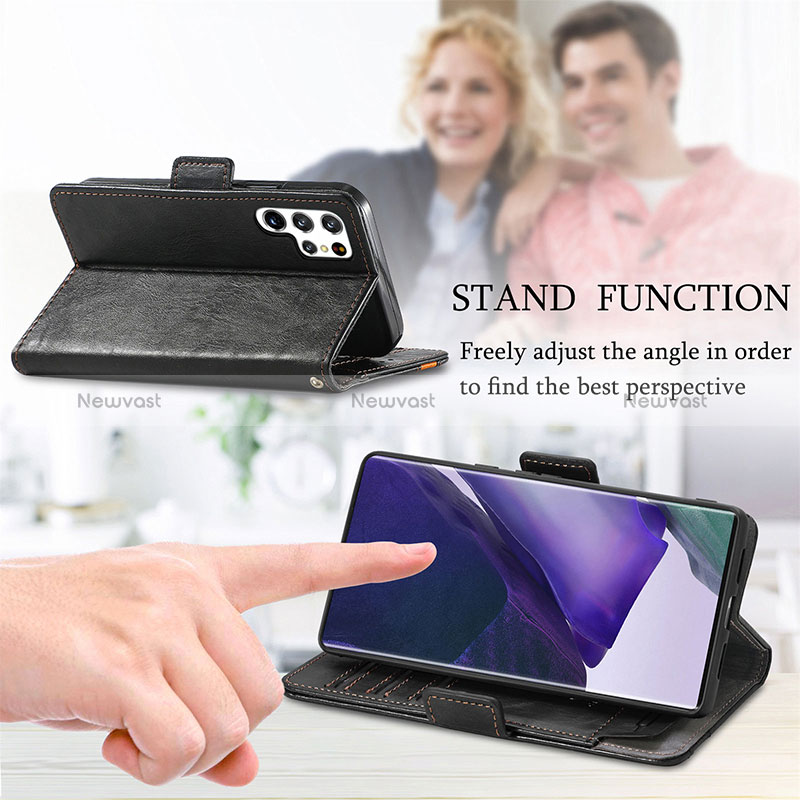 Leather Case Stands Flip Cover Holder S10D for Samsung Galaxy S24 Ultra 5G