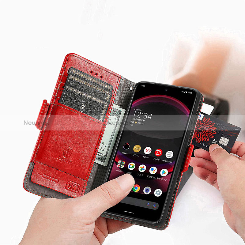 Leather Case Stands Flip Cover Holder S10D for Sharp Aquos R8 Pro