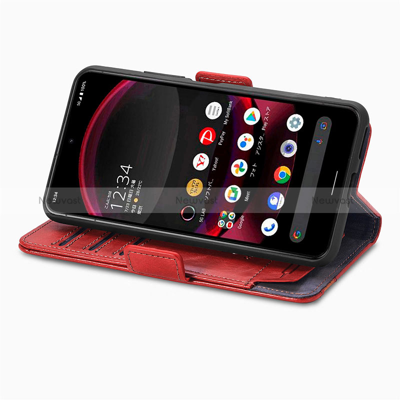 Leather Case Stands Flip Cover Holder S10D for Sharp Aquos R8 Pro