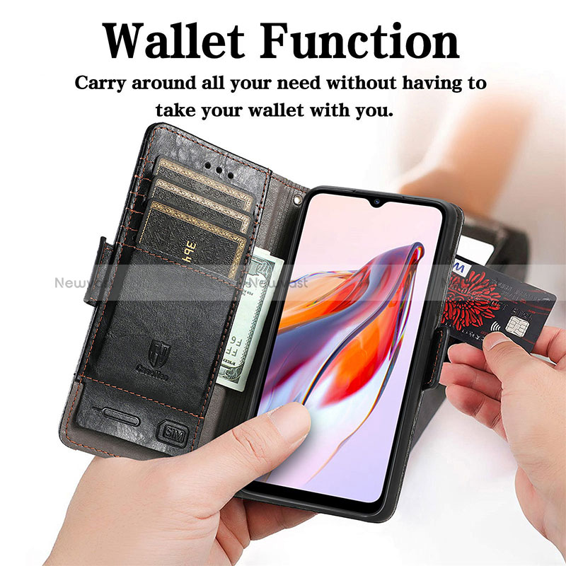 Leather Case Stands Flip Cover Holder S10D for Xiaomi Poco C55