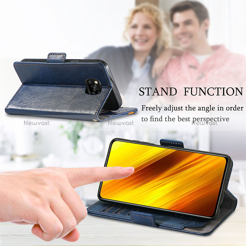 Leather Case Stands Flip Cover Holder S10D for Xiaomi Poco X3 NFC