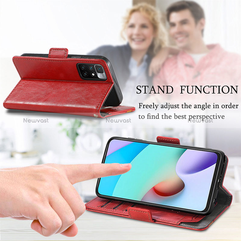 Leather Case Stands Flip Cover Holder S10D for Xiaomi Redmi 10 (2022)