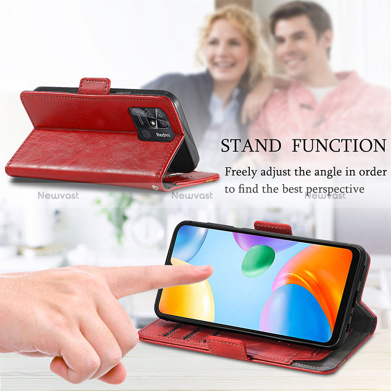 Leather Case Stands Flip Cover Holder S10D for Xiaomi Redmi 10 Power