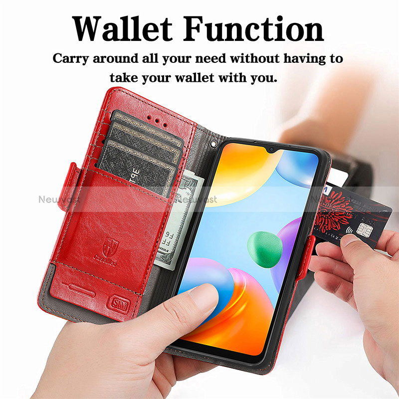 Leather Case Stands Flip Cover Holder S10D for Xiaomi Redmi 10C 4G