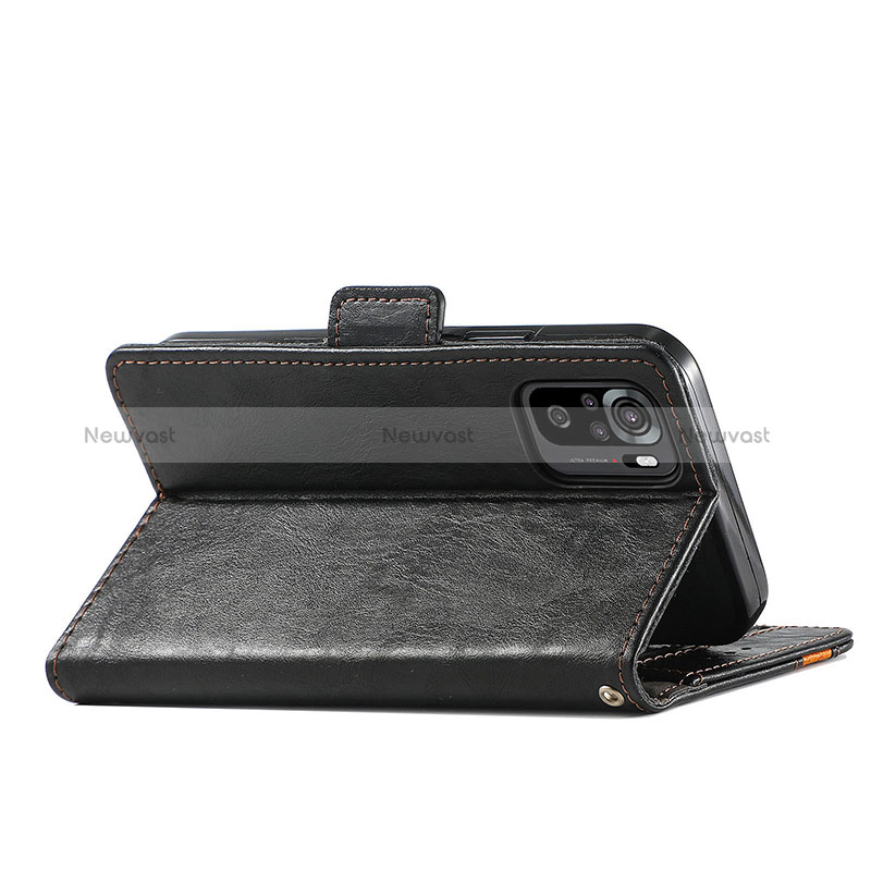 Leather Case Stands Flip Cover Holder S10D for Xiaomi Redmi Note 10 4G