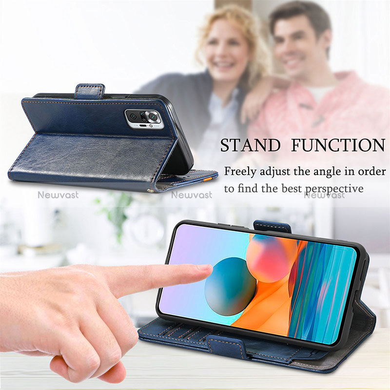 Leather Case Stands Flip Cover Holder S10D for Xiaomi Redmi Note 10 Pro 4G