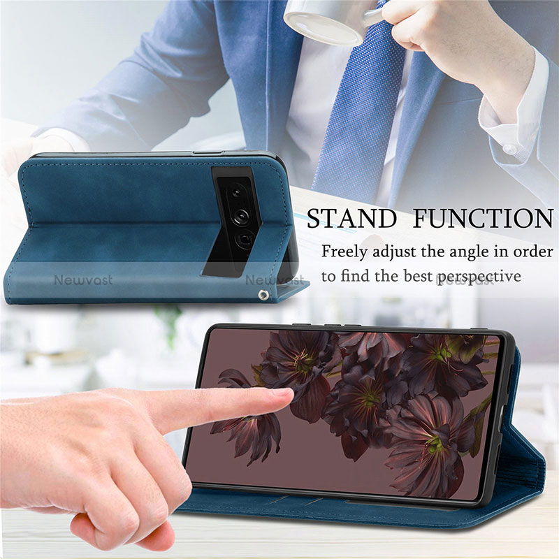 Leather Case Stands Flip Cover Holder S12D for Google Pixel 7 Pro 5G