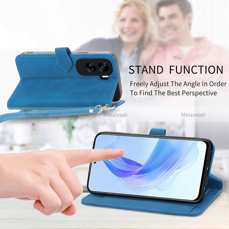 Leather Case Stands Flip Cover Holder S14D for Huawei Honor 90 Lite 5G