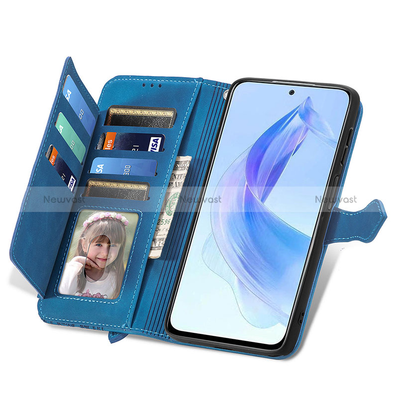 Leather Case Stands Flip Cover Holder S14D for Huawei Honor 90 Lite 5G