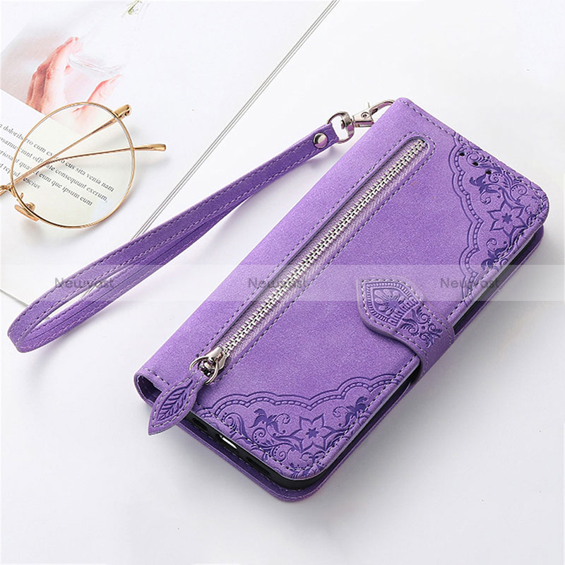 Leather Case Stands Flip Cover Holder S14D for Motorola Moto E13