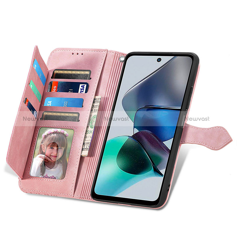 Leather Case Stands Flip Cover Holder S14D for Motorola Moto G23