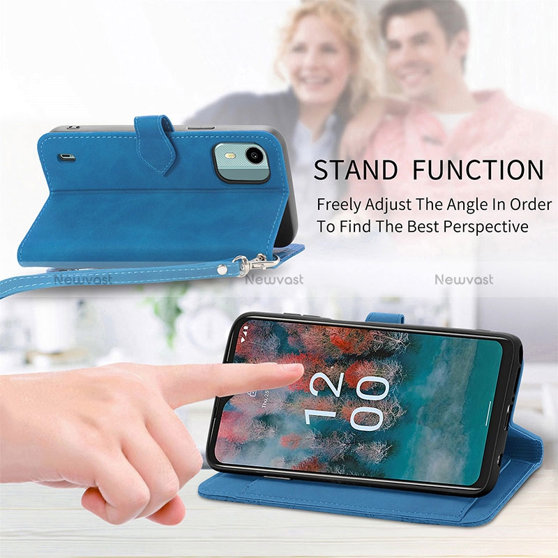 Leather Case Stands Flip Cover Holder S14D for Nokia C12 Plus