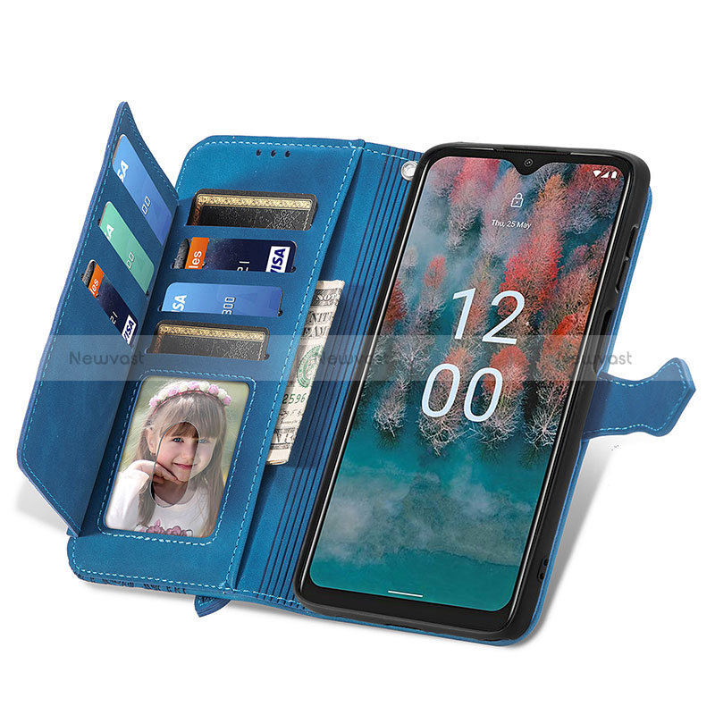 Leather Case Stands Flip Cover Holder S14D for Nokia C12 Plus