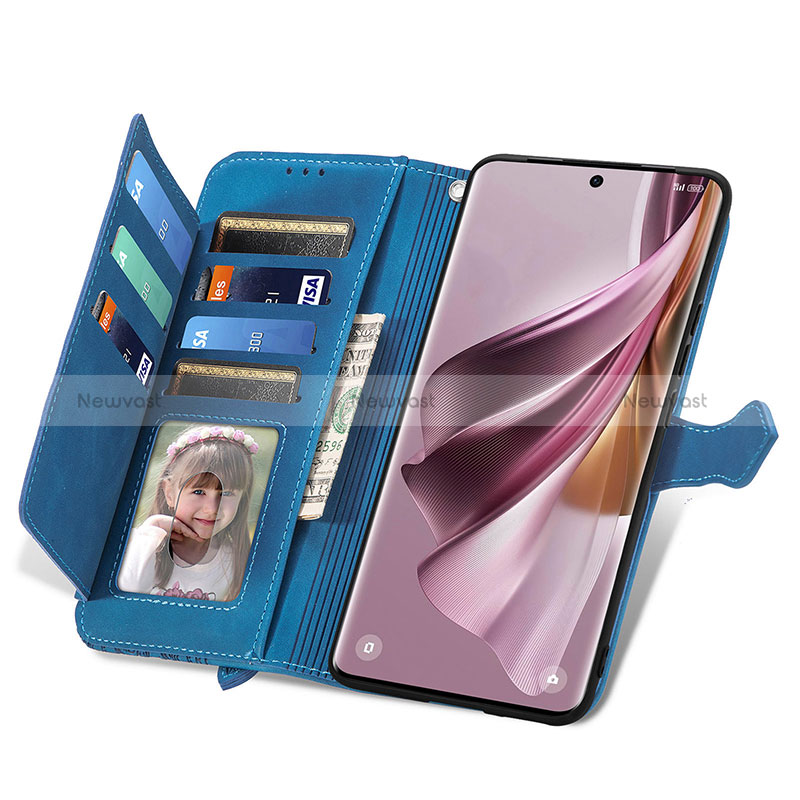 Leather Case Stands Flip Cover Holder S14D for Oppo Reno10 5G