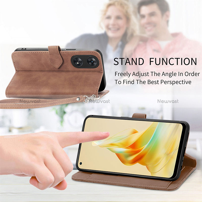 Leather Case Stands Flip Cover Holder S14D for Oppo Reno8 T 4G