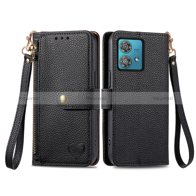 Leather Case Stands Flip Cover Holder S15D for Motorola Moto G84 5G