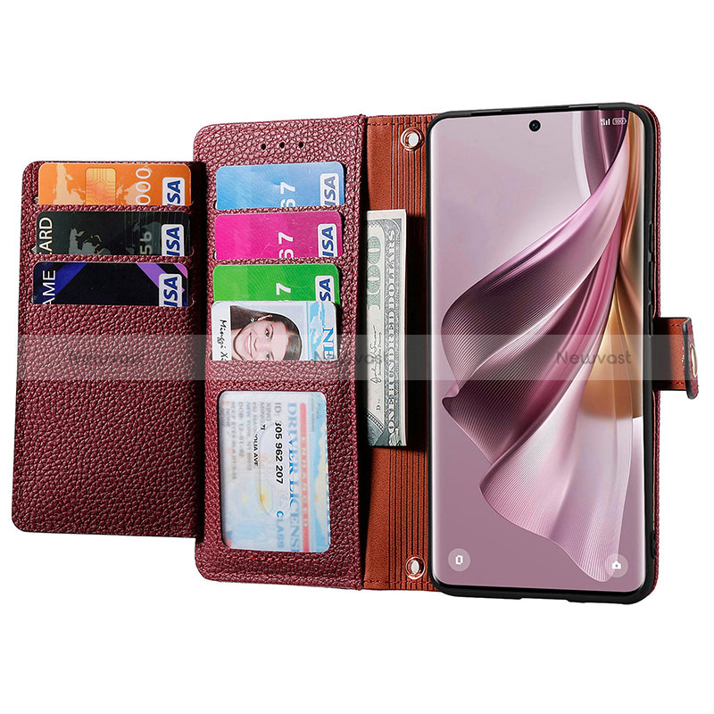 Leather Case Stands Flip Cover Holder S15D for Oppo Reno10 5G