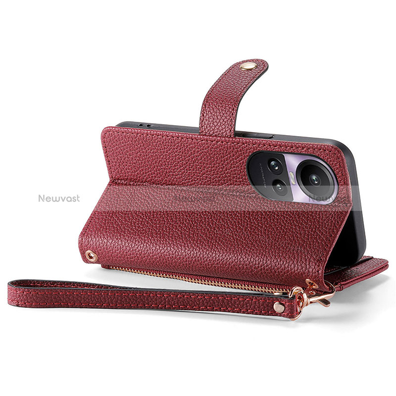 Leather Case Stands Flip Cover Holder S15D for Oppo Reno10 5G