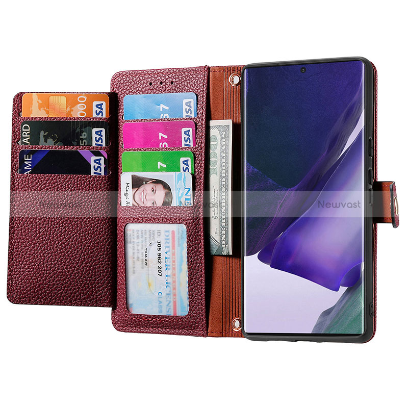 Leather Case Stands Flip Cover Holder S15D for Samsung Galaxy S22 Ultra 5G