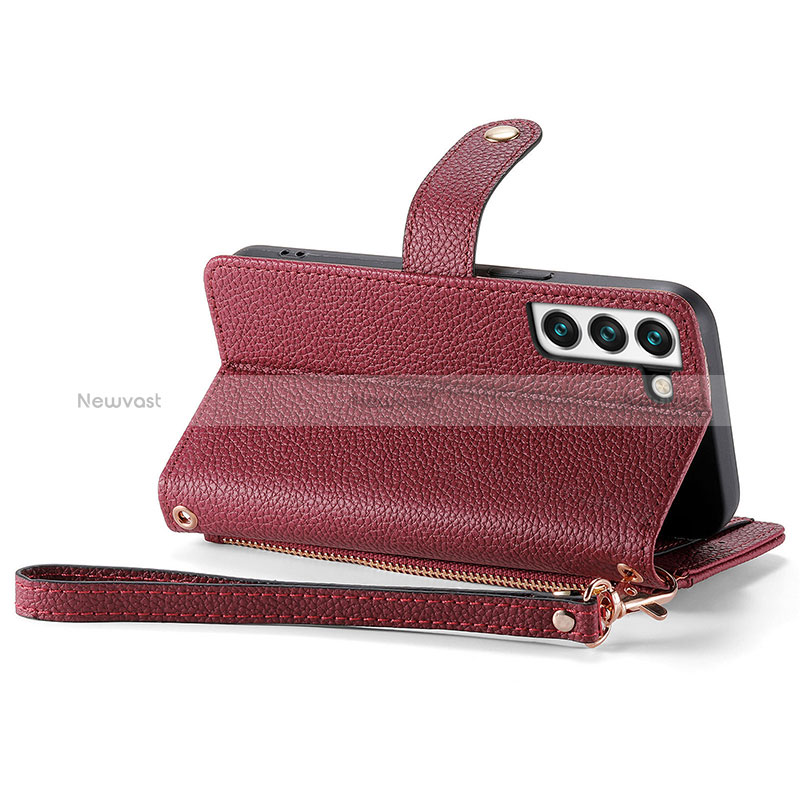 Leather Case Stands Flip Cover Holder S15D for Samsung Galaxy S24 Plus 5G