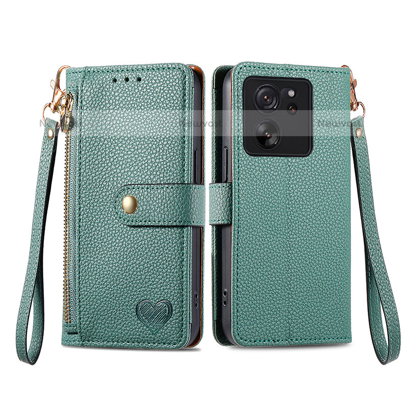 Leather Case Stands Flip Cover Holder S15D for Xiaomi Redmi K60 Ultra 5G Green