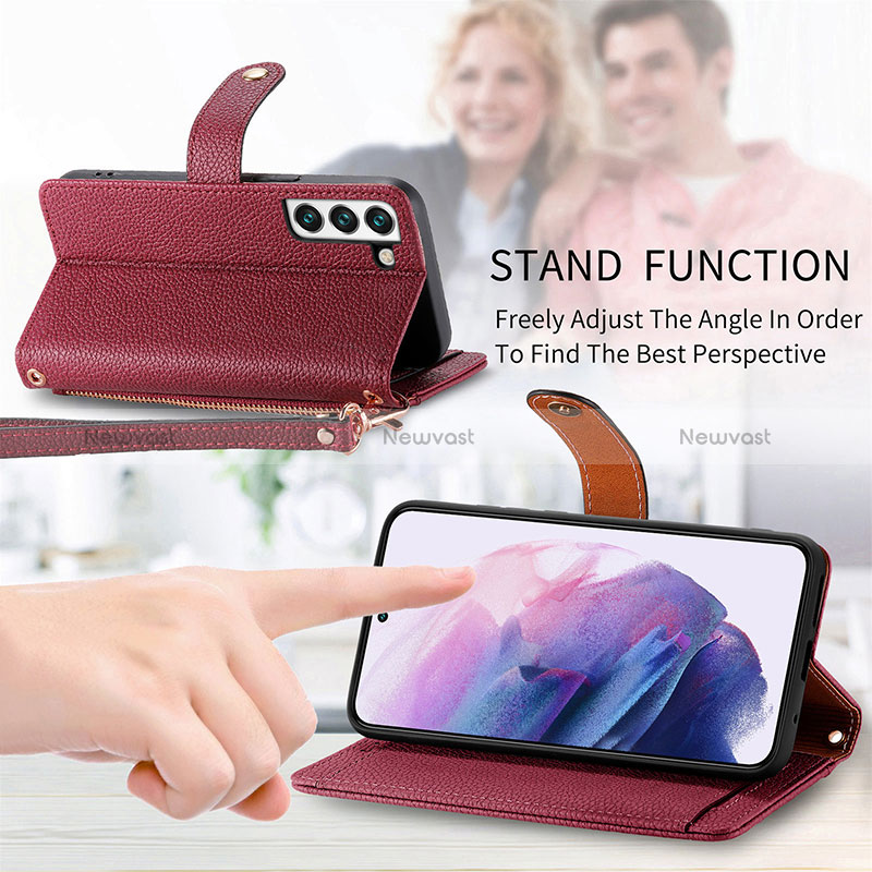 Leather Case Stands Flip Cover Holder S16D for Samsung Galaxy S22 5G