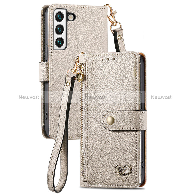 Leather Case Stands Flip Cover Holder S16D for Samsung Galaxy S24 5G Gray