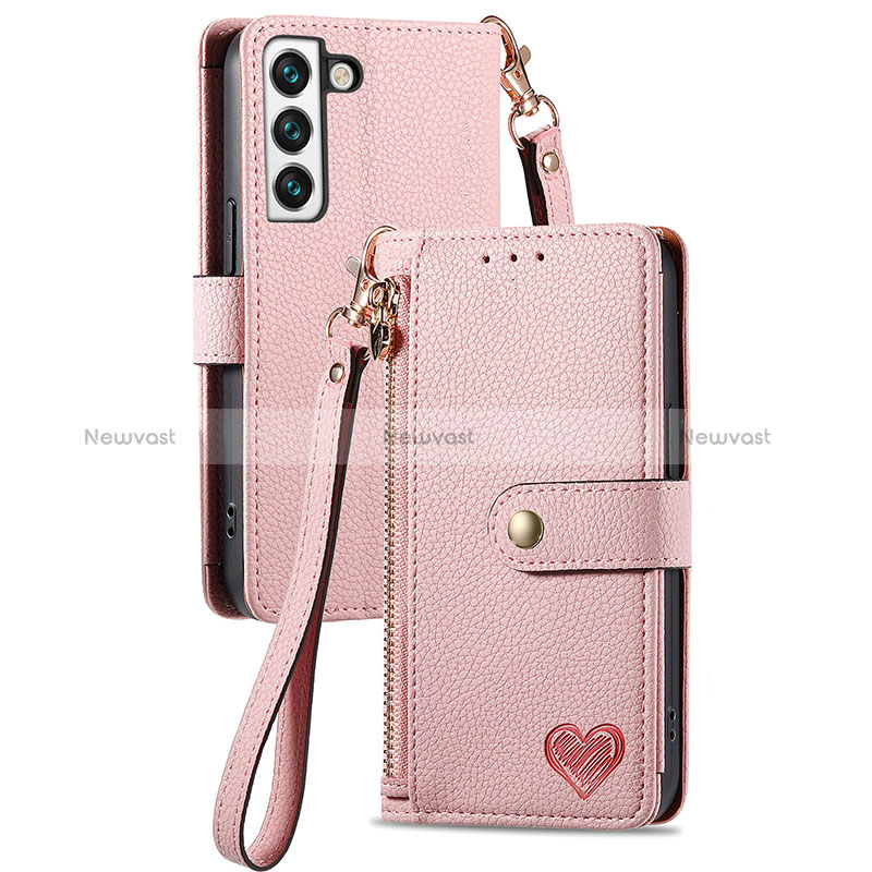 Leather Case Stands Flip Cover Holder S16D for Samsung Galaxy S24 5G Pink