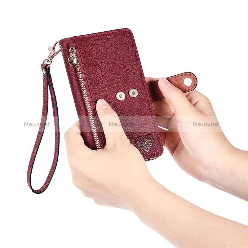 Leather Case Stands Flip Cover Holder S16D for Samsung Galaxy S24 Plus 5G