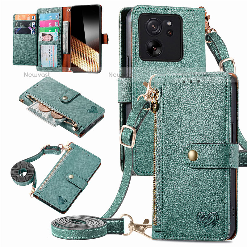 Leather Case Stands Flip Cover Holder S16D for Xiaomi Redmi K60 Ultra 5G Green