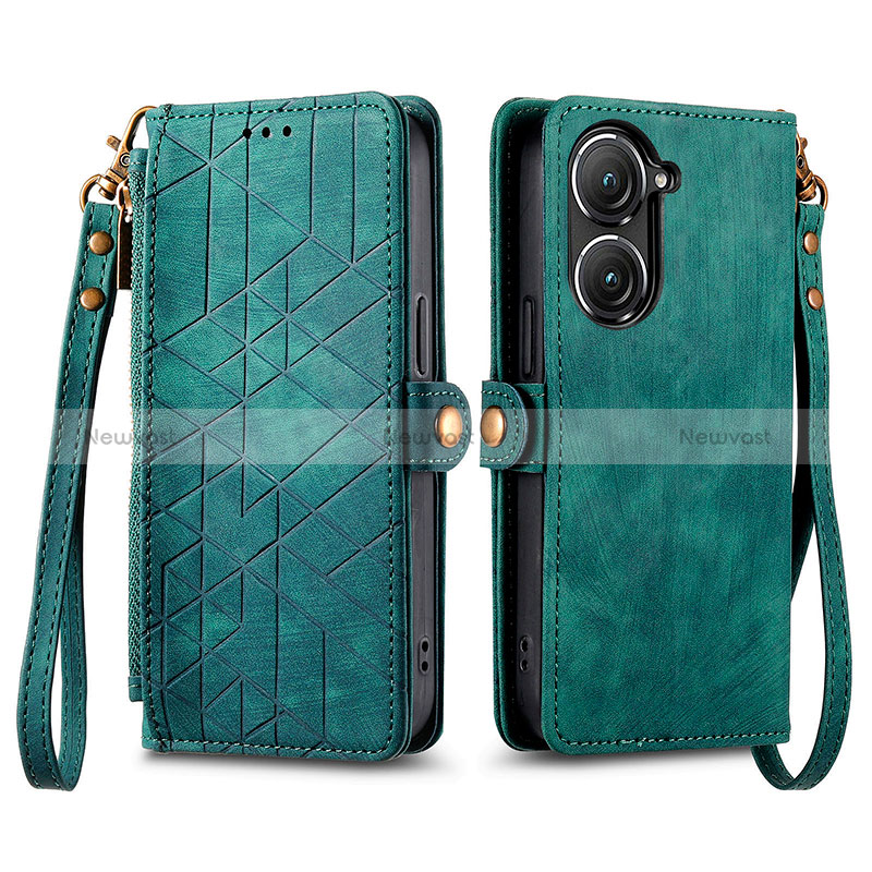 Leather Case Stands Flip Cover Holder S17D for Asus Zenfone 9