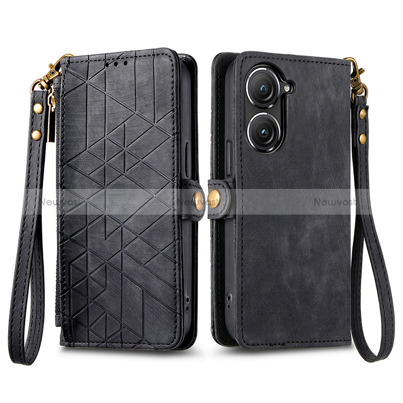 Leather Case Stands Flip Cover Holder S17D for Asus Zenfone 9