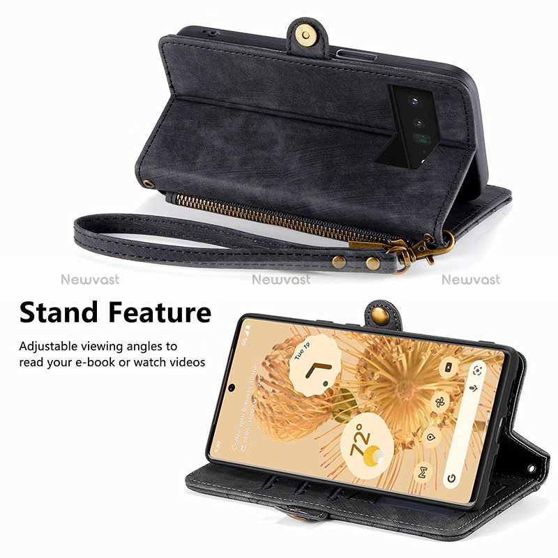 Leather Case Stands Flip Cover Holder S17D for Google Pixel 6 Pro 5G