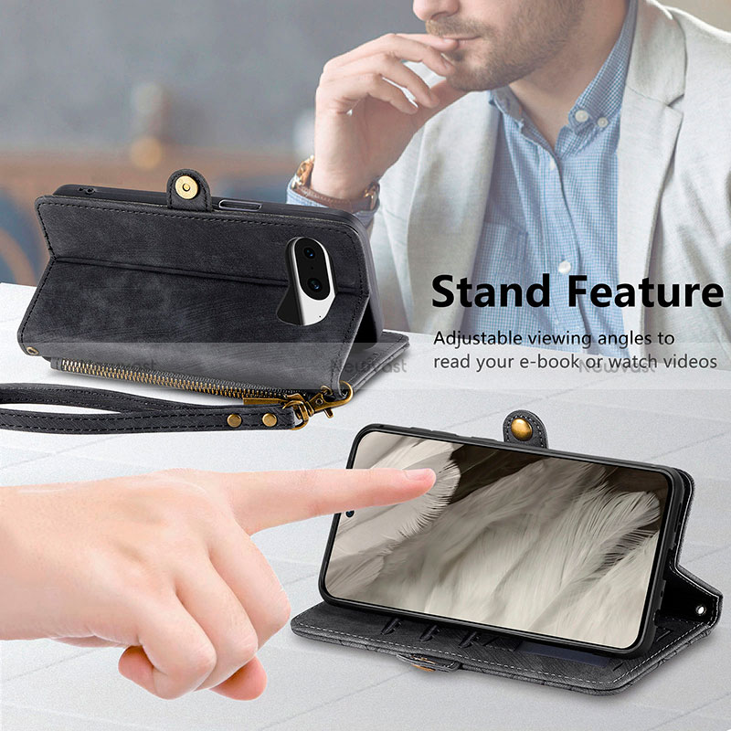 Leather Case Stands Flip Cover Holder S17D for Google Pixel 8 5G